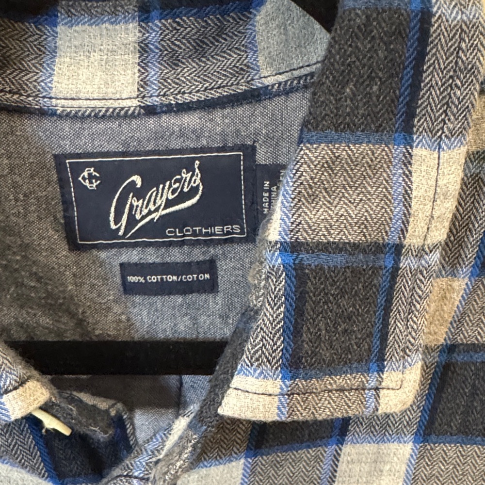 Grayers Blue And White Checkered Button Down Shirt - image 3